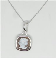 Pendente Cameo Italiano Donna Classica in Argento Madreperla P19 - P19